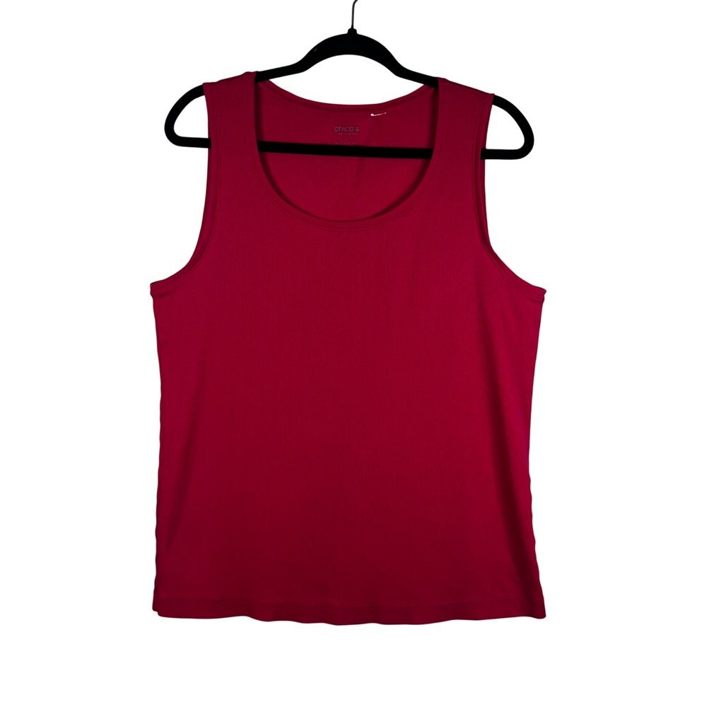Chico's Tank Top‎ Womens Red Ribbed Knit True Color Tee Size 3/XL